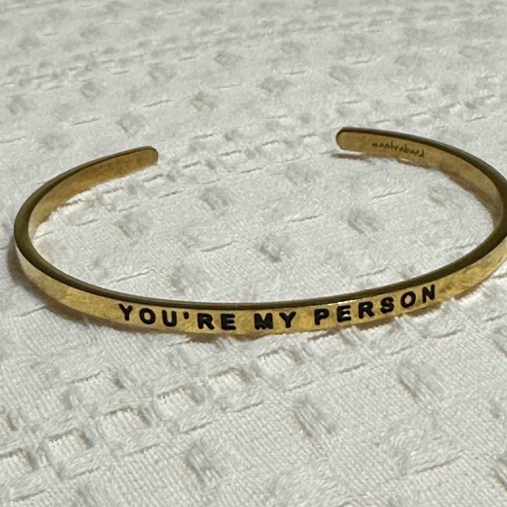 MantraBand You're‎ My Person Stainless Gold Cuff Bracelet Inspirational Quote